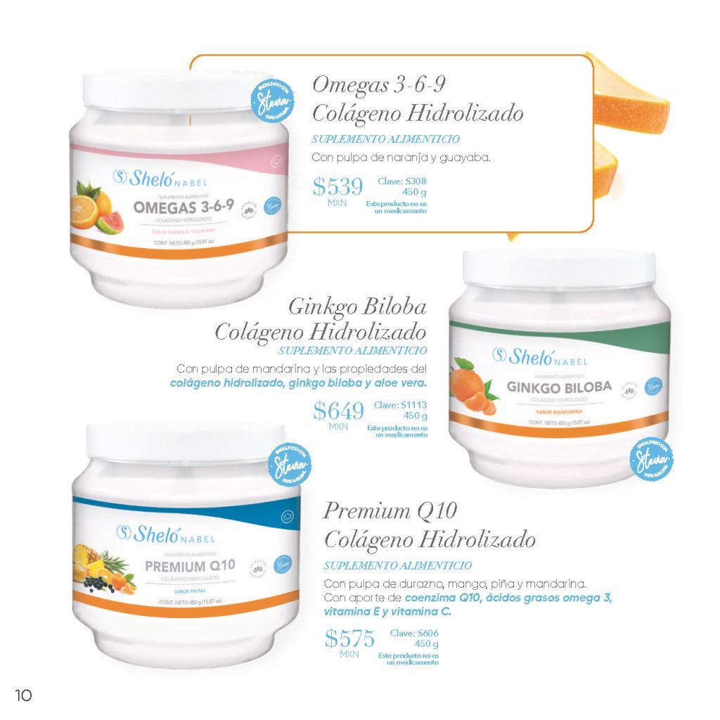 Omegas 3-6-9 Colágeno Hidrolizado, Ginkgo Biloba Colágeno Hidrolizado, Premium Q10 Colágeno Hidrolizado