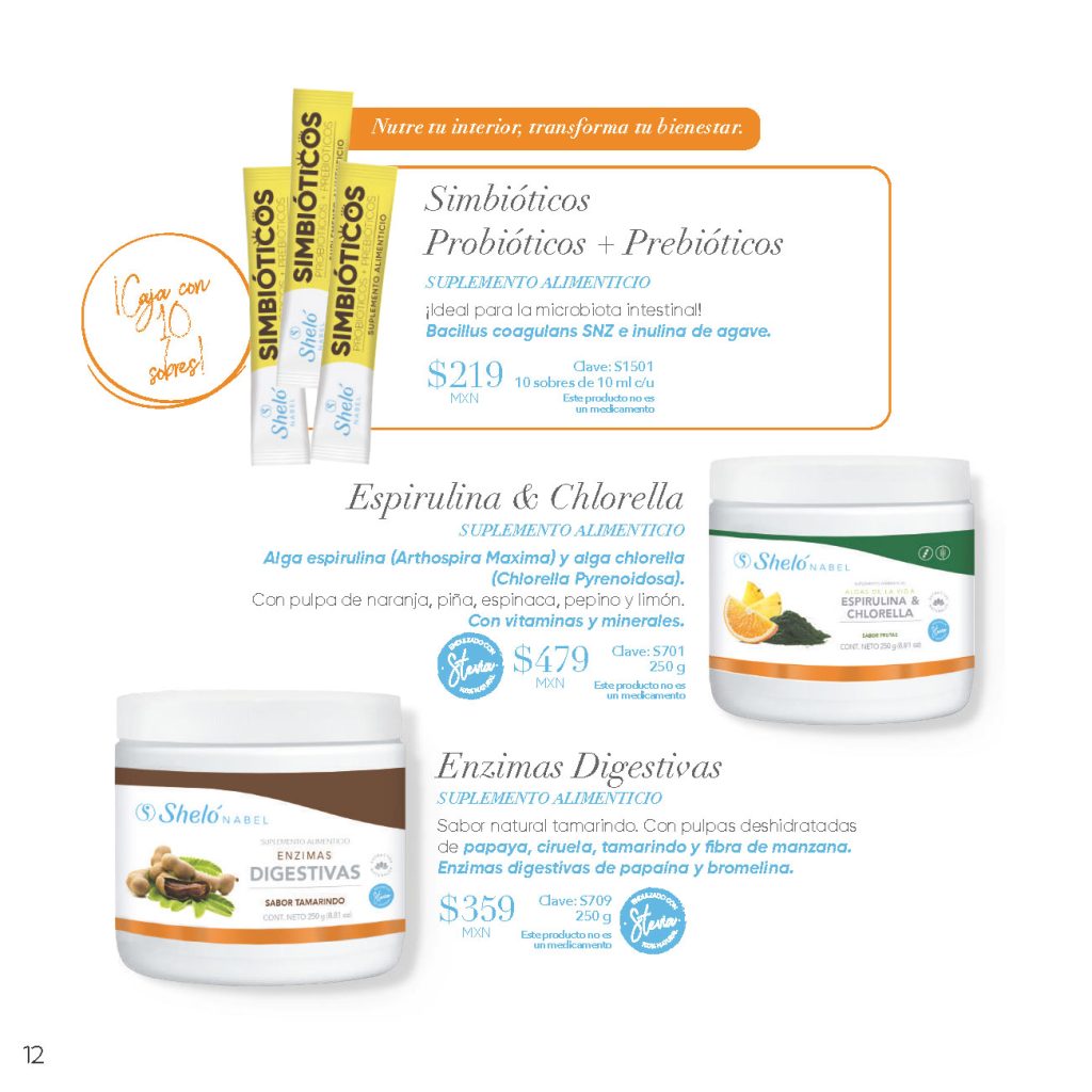 Simbióticos Probióticos + Prebióticos, Espirulina & Chlorella, Enzimas Digestivas