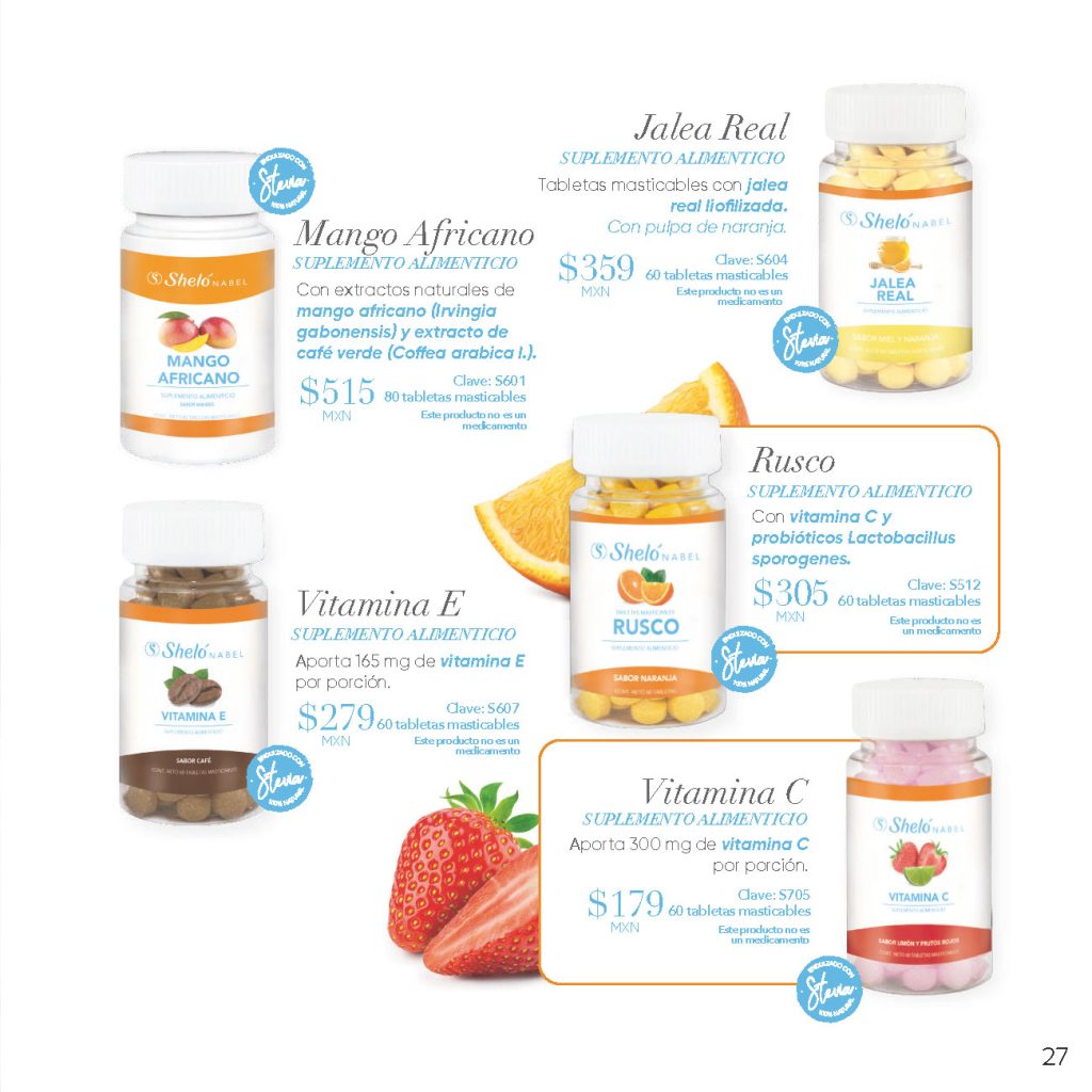 Jalea Real, Mango Africano, Rusco, Vitamina E, Vitamina C SUPLEMENTO ALIMENTICIO