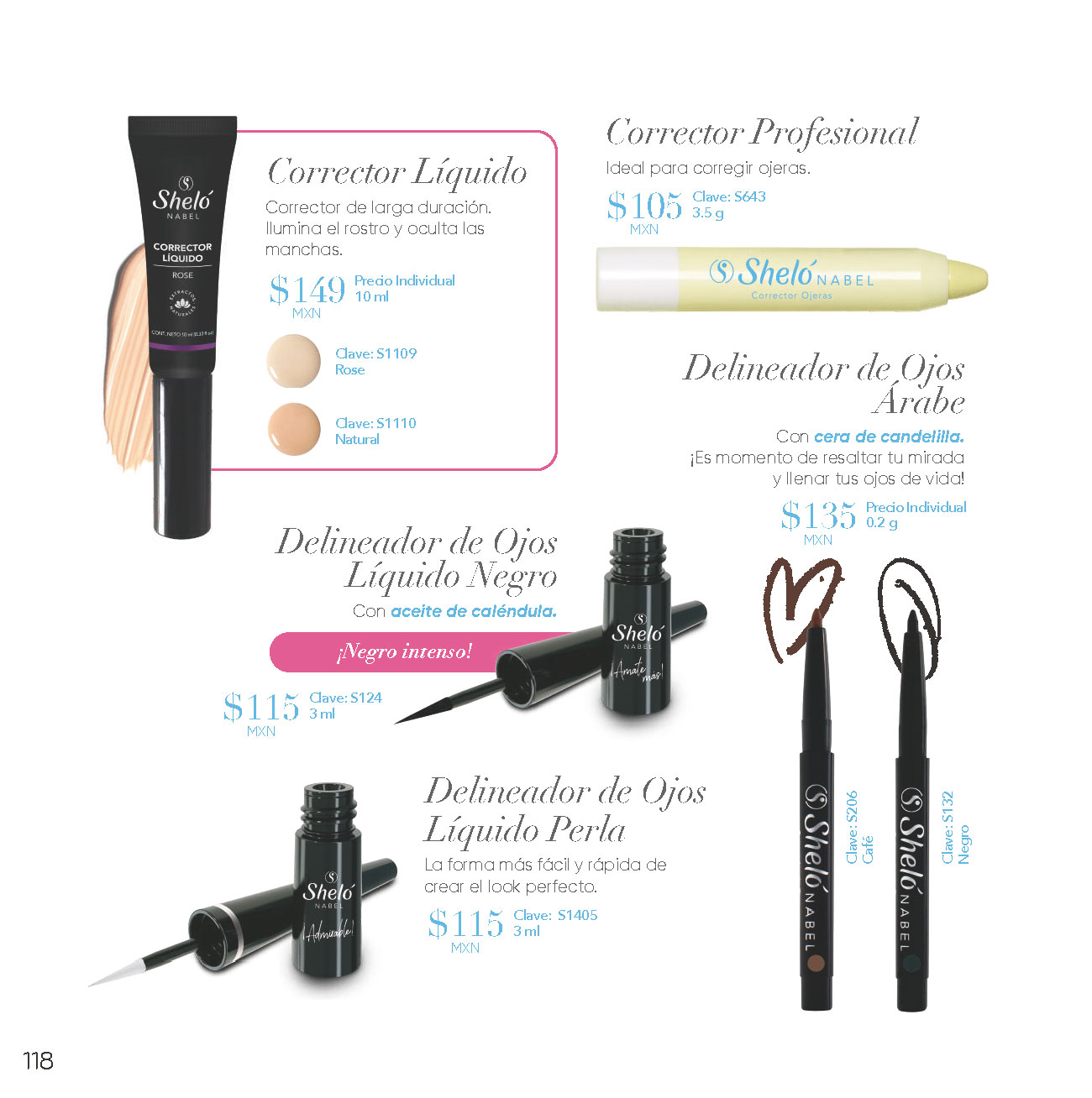 Corrector Líquido Corrector de larga duración. Corrector Profesional Ideal para corregir ojeras. Delineador de Ojos Árabe Con cera de candelilla. Delineador de Ojos Líquido Negro. Delineador de Ojos Líquido Perla