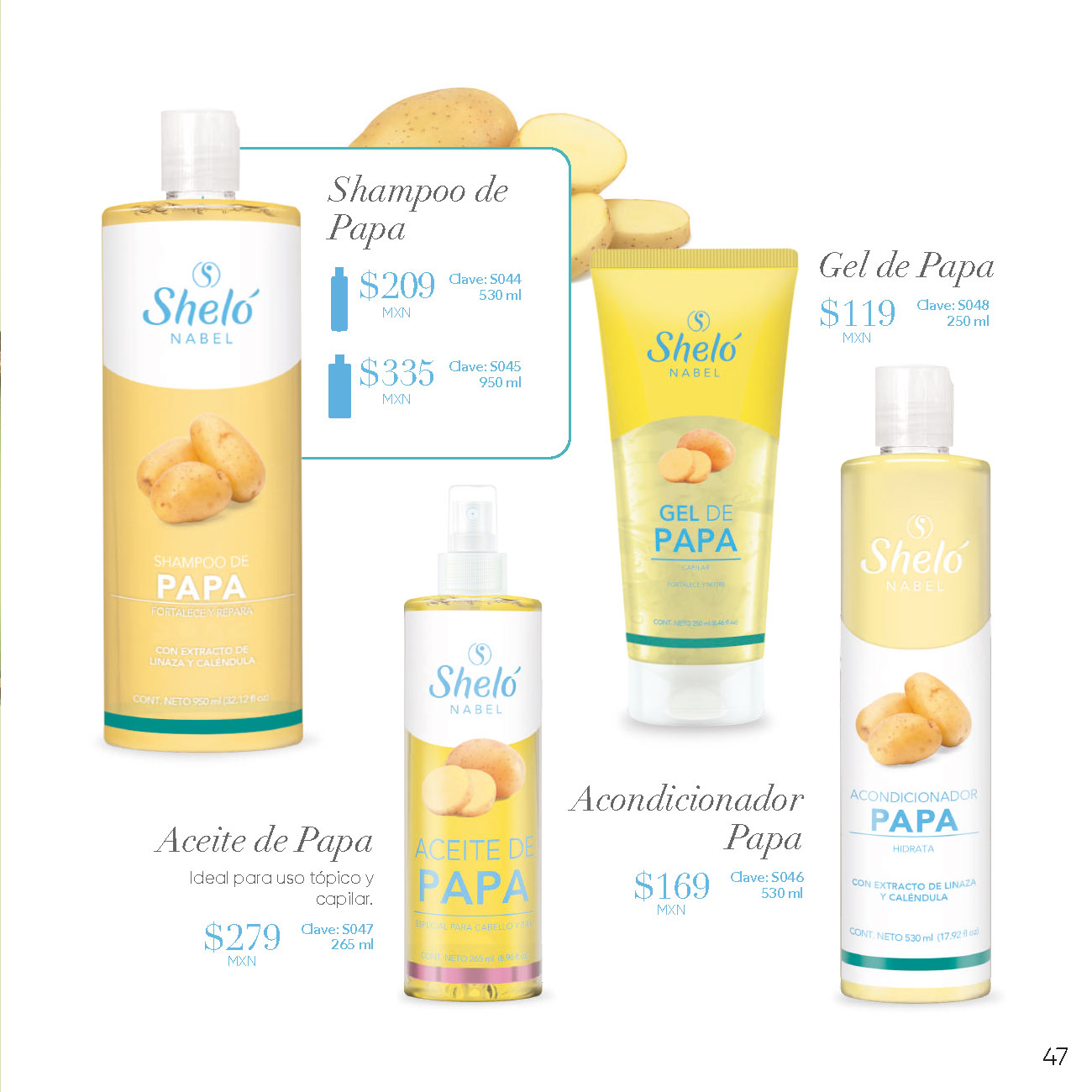 Shampoo de Papa, Gel de Papa, Aceite de Papa Ideal para uso tópico y capilar, Acondicionador Papa