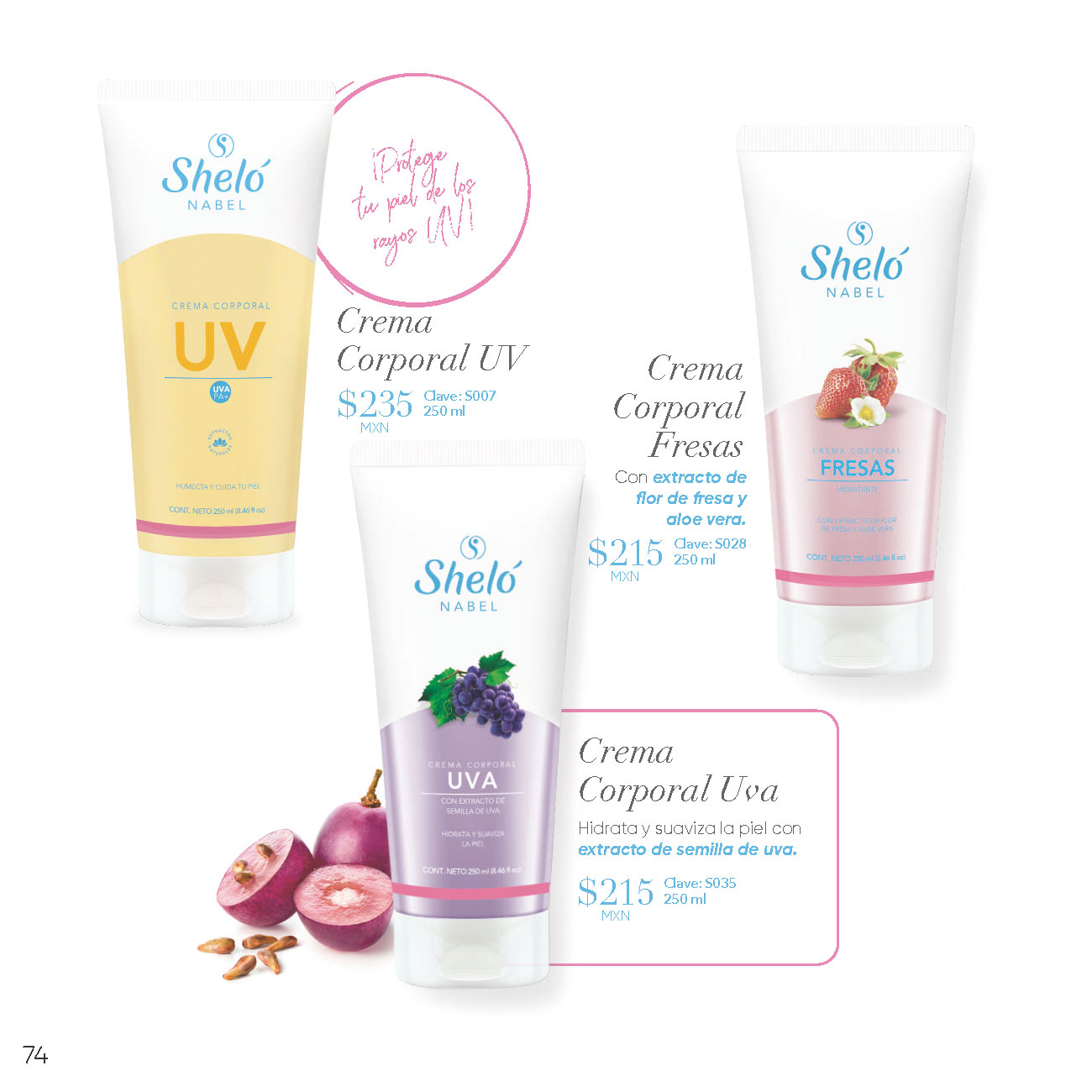 Crema Corporal UV, Crema Corporal Fresas, Crema Corporal Uva