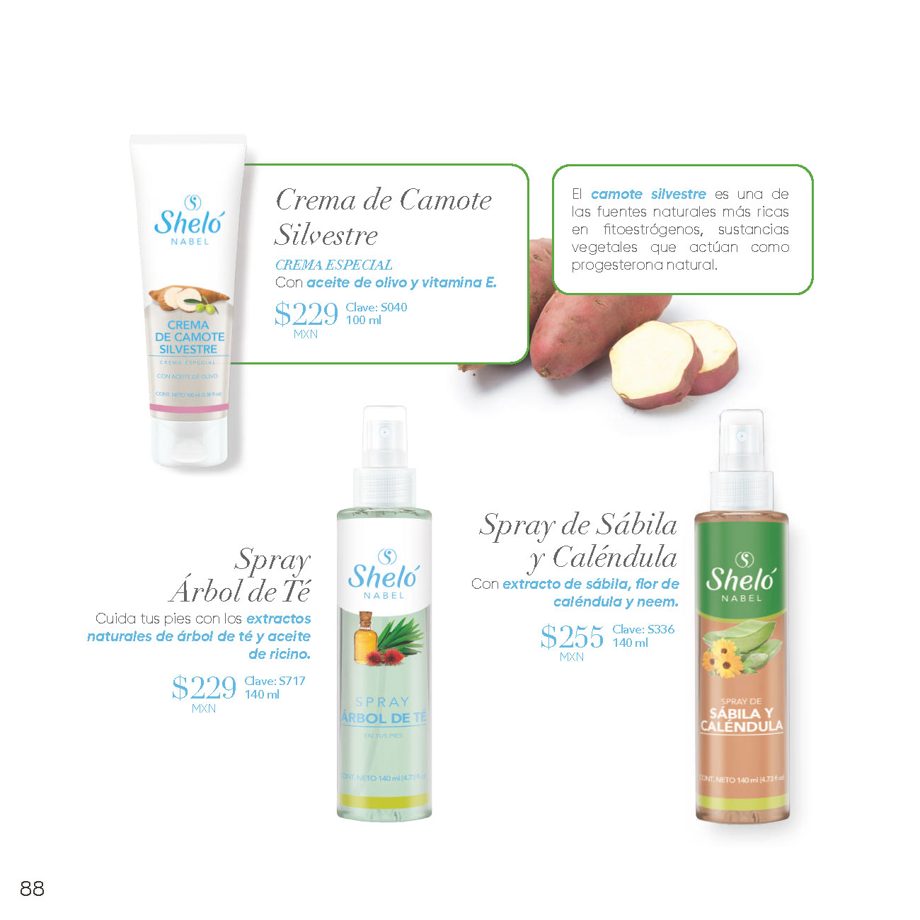 Crema de Camote Silvestre CREMA ESPECIAL, Spray Árbol de Té, Spray de Sábila y Caléndula