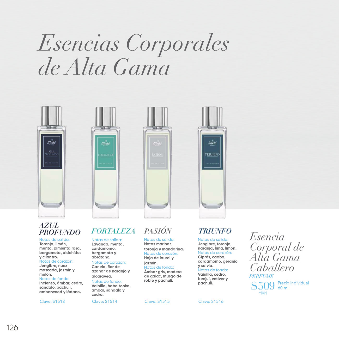 Esencia Corporal de Alta Gama caballero PERFUME.  FORTALEZA, PASIÓN, TRIUNFO, AZUL PROFUNDO