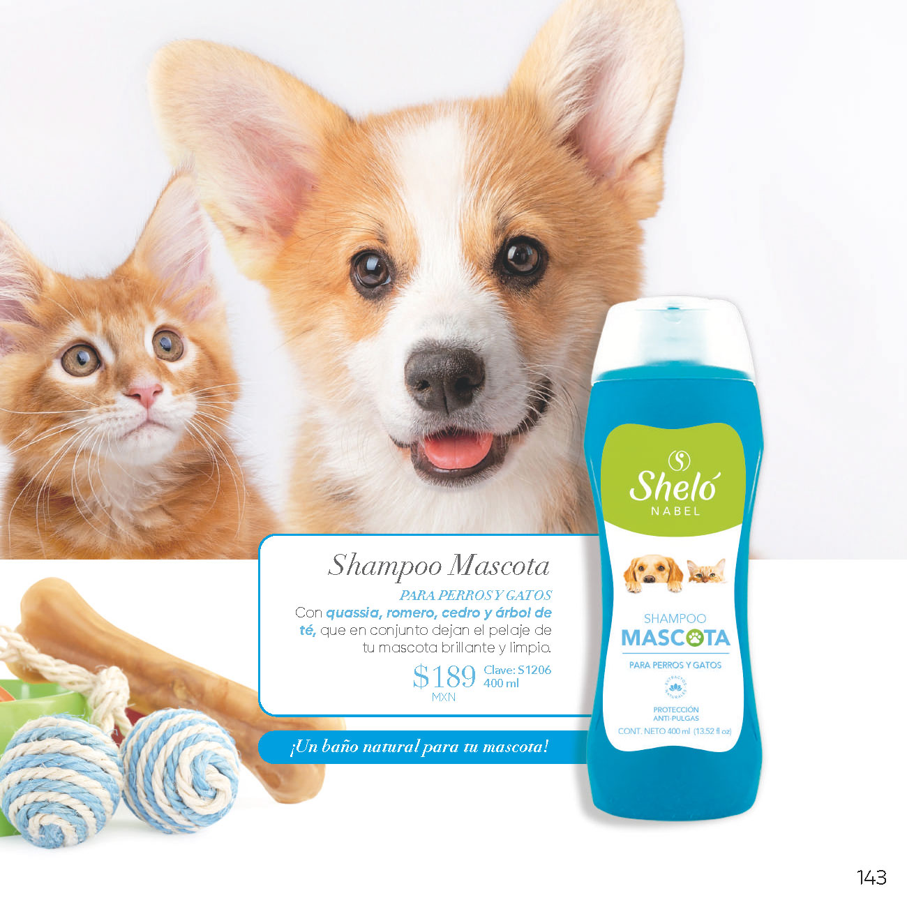 Shampoo Mascota PARA PERROS Y GATOS Con quassia, romero, cedro y árbol de té, que en conjunto dejan el pelaje de tu mascota brillante y limpio.